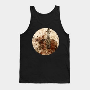 Old violin with music notes Tank Top